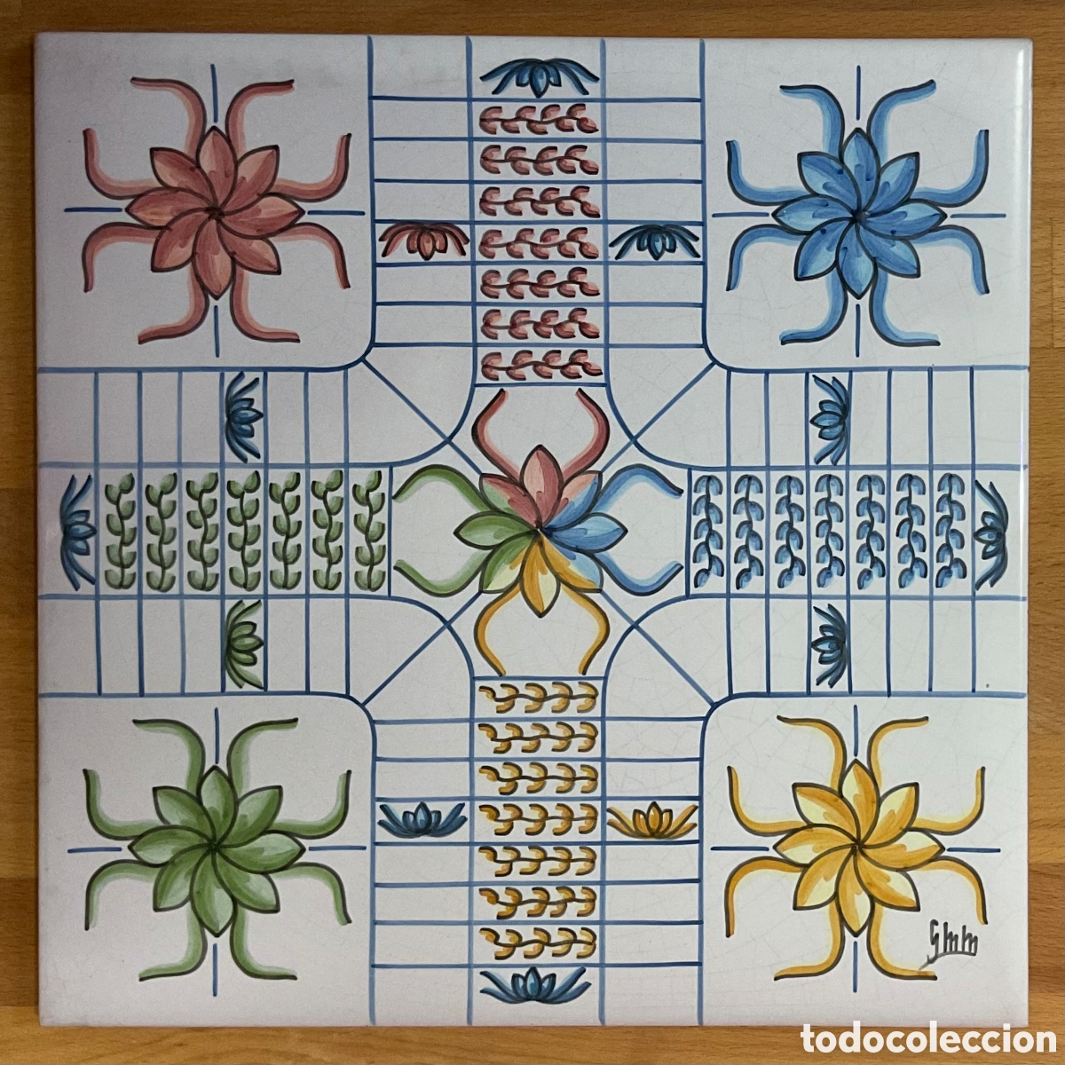 Vintage: Parch&iacute;s de cer&aacute;mica pintado a mano.