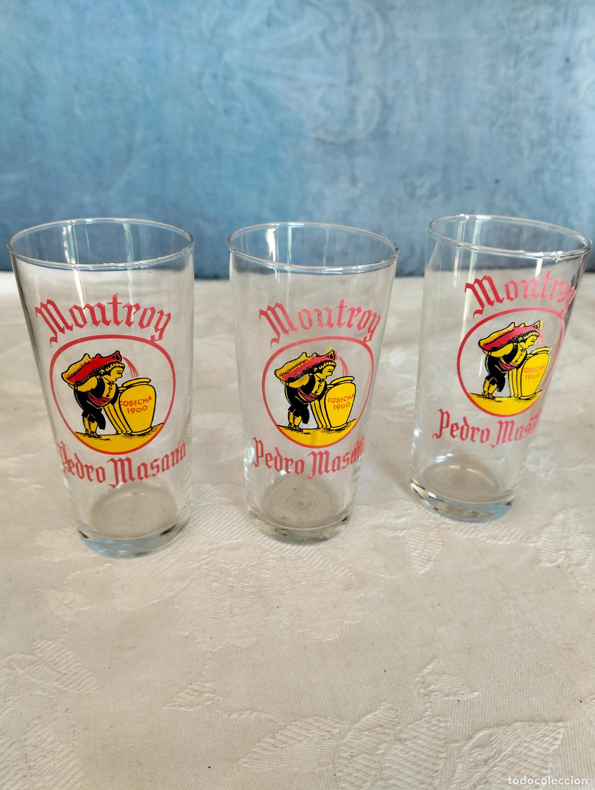Vintage: Lote 3 vasos vintage decorativos Montroy Pedro Masana vino publicidad serigrafiados