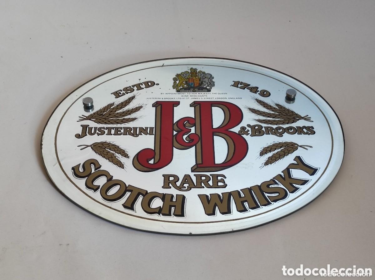 Vintage: Cartel espejo ovalado de whisky J&B SCOTCH WHISKY RARE Justerini & Brooks