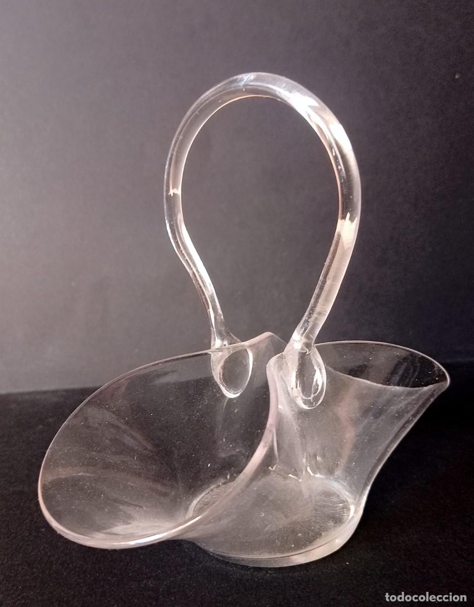 Vintage: PEQUE&Ntilde;A CESTA DE CRISTAL RETRO