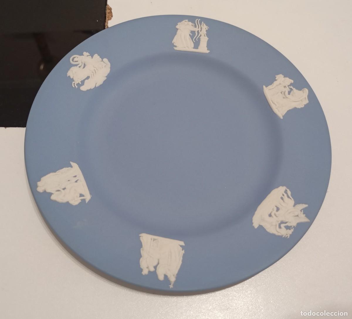 Vintage: PLATO DECORATIVO DE CER&Aacute;MICA AZUL, JASPERWARE WEDGWOOD VINTAGE DE 1956,HECHO EN INGLATERRA
