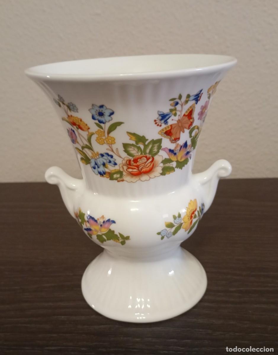 Vintage: BONITO JARR&Oacute;N CON PEDESTAL DE PORCELANA FINA DE AYNSLEY,PATR&Oacute;N COTTAGE GARDEN,VINTAGE DE LOS A&Ntilde;OS 70