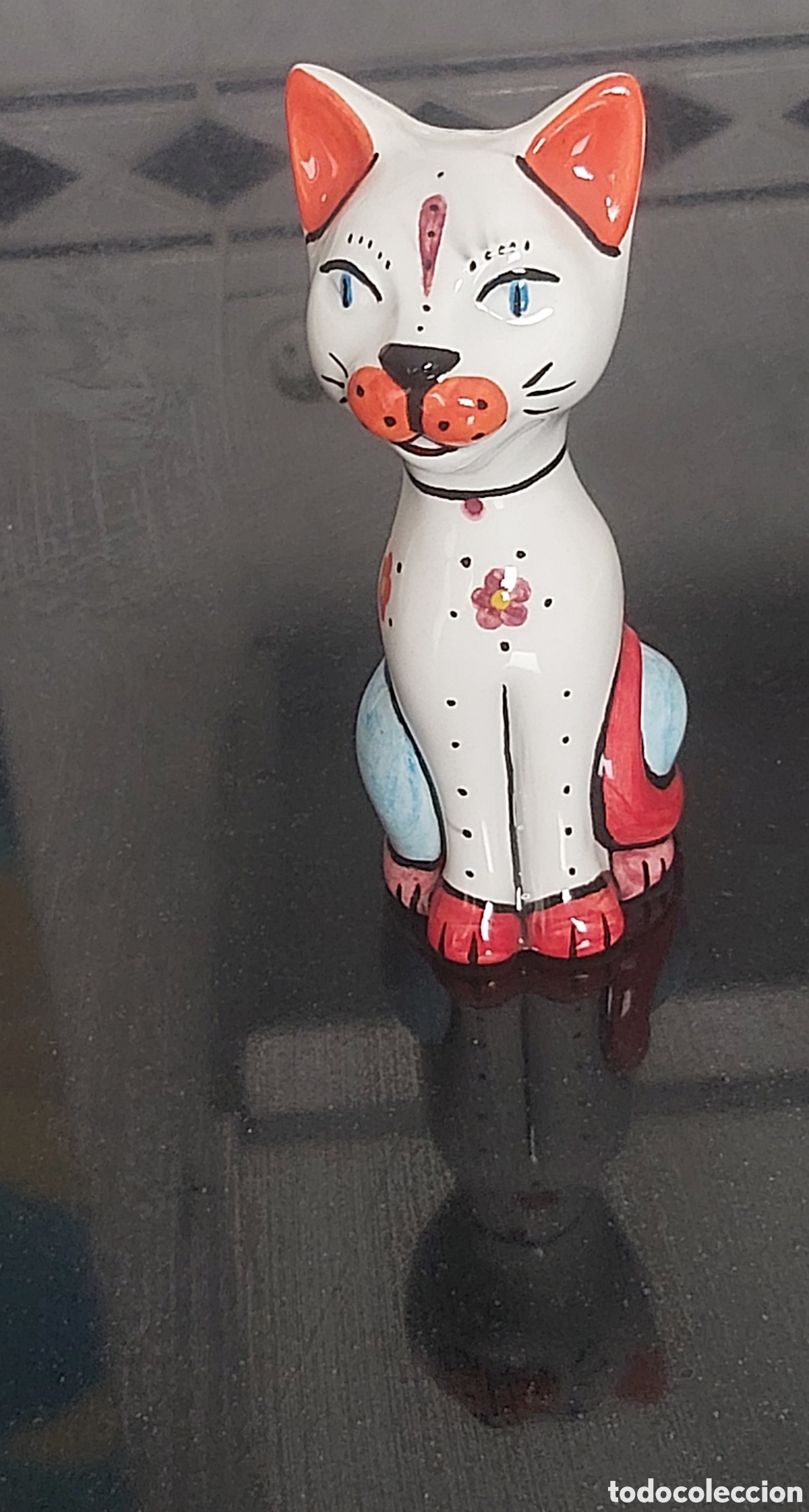 Vintage: Raro Figura Gato Vintage maiolica Capodimonte 14cm