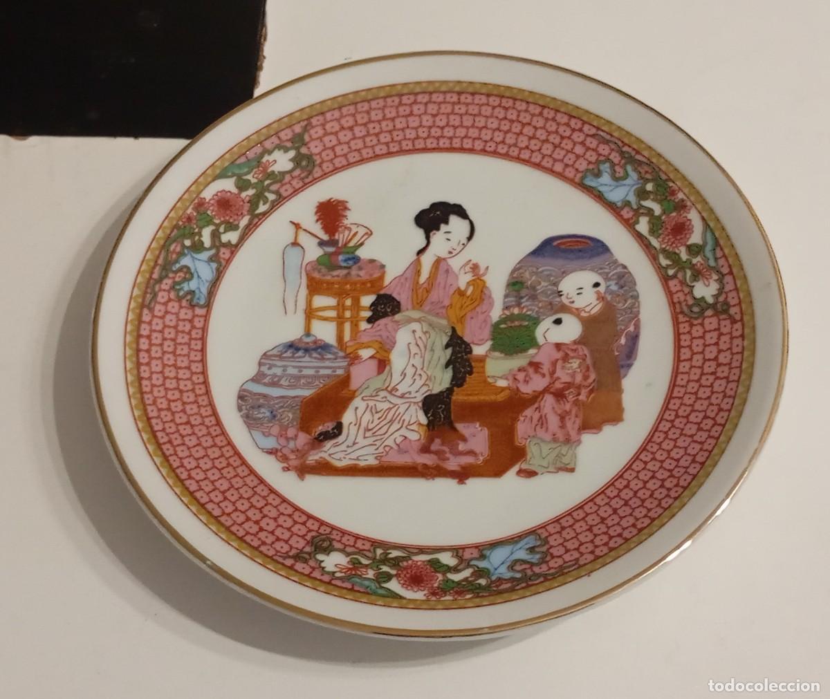 Vintage: HERMOSO PLATO DE PORCELANA, REPRESENTA GRAN DINAST&Iacute;A QING, HECHO POR SANBO EN ESPA&Ntilde;A, VINTAGE