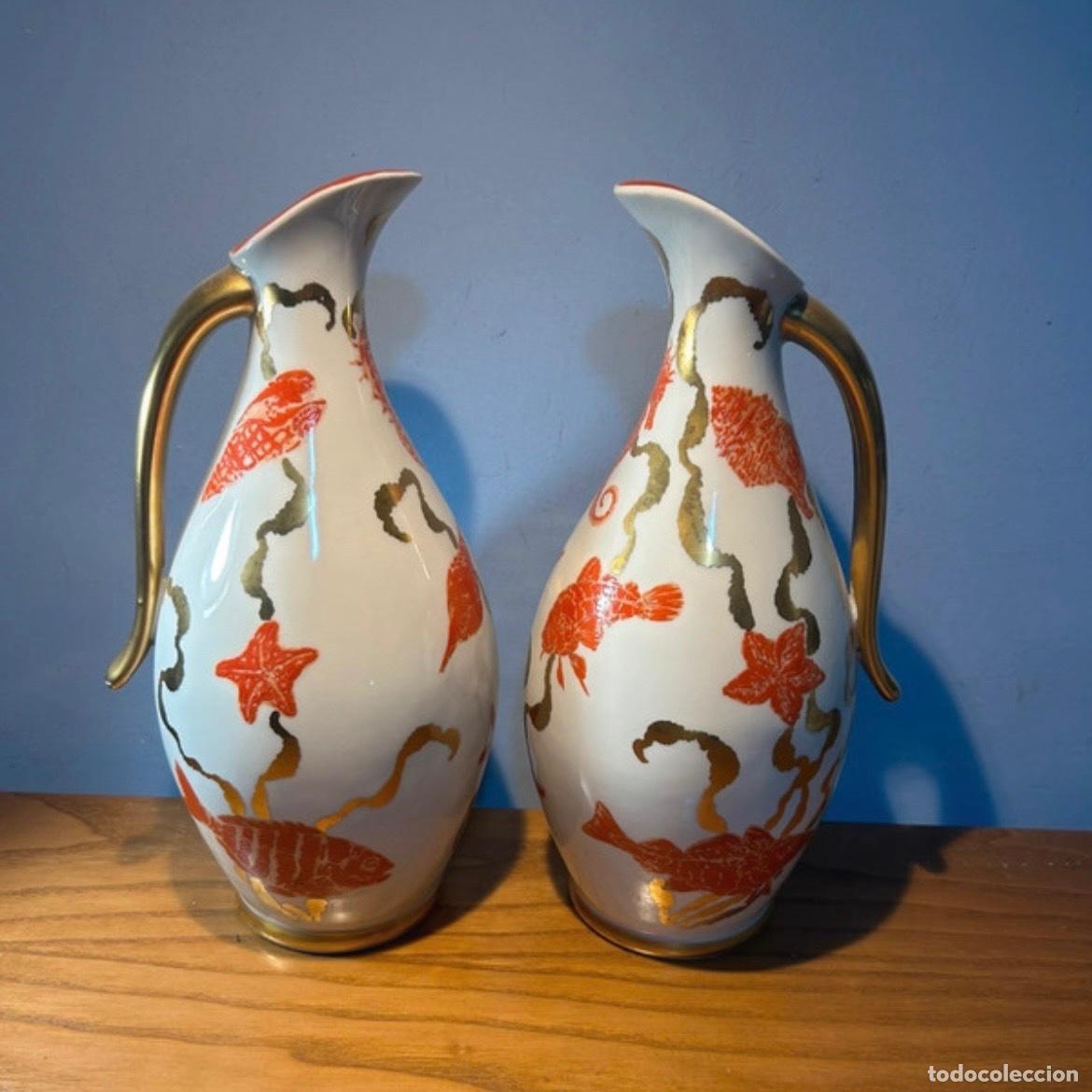 Vintage: 2 jarrones porcelana Hispania - Foto 1