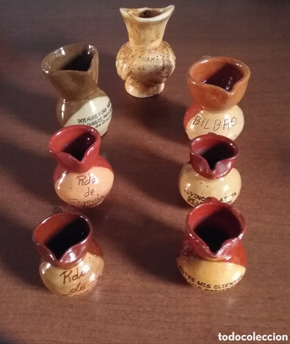 Vintage: COLECCI&Oacute;N DE 7 ANTIGUAS JARRITAS.CERAMICA ESMALTADA.