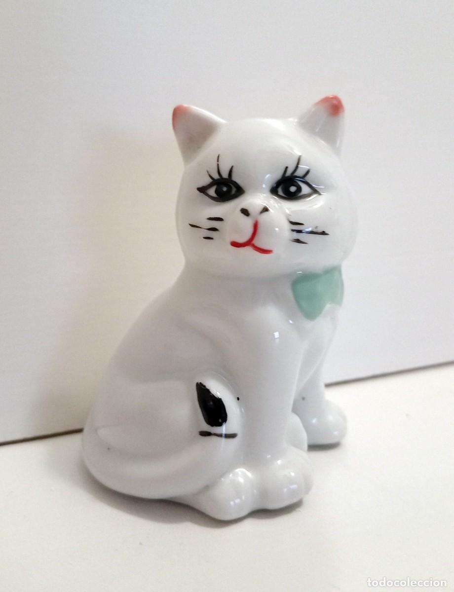 Vintage: FIGURA DE ADORNO: GATO BLANCO
