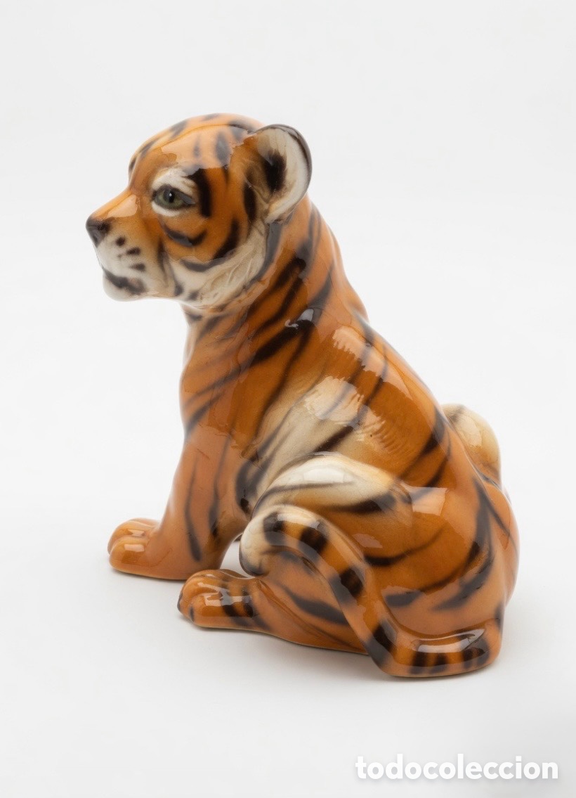 Vintage: TIGRE CACHORRO CER&Aacute;MICA VINTAGE