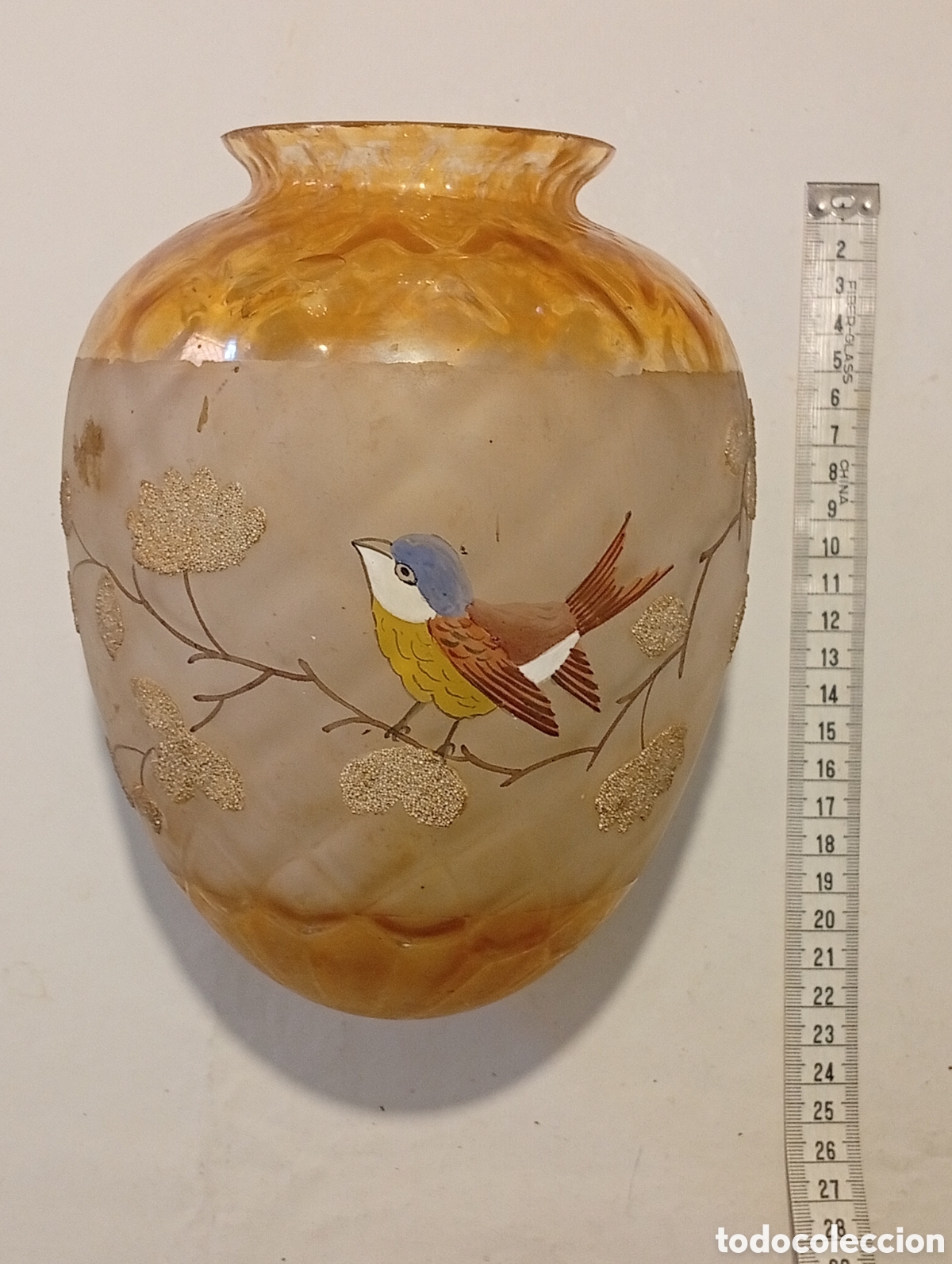 Vintage: Globo cristal vintage pintado a mano para l&aacute;mpara