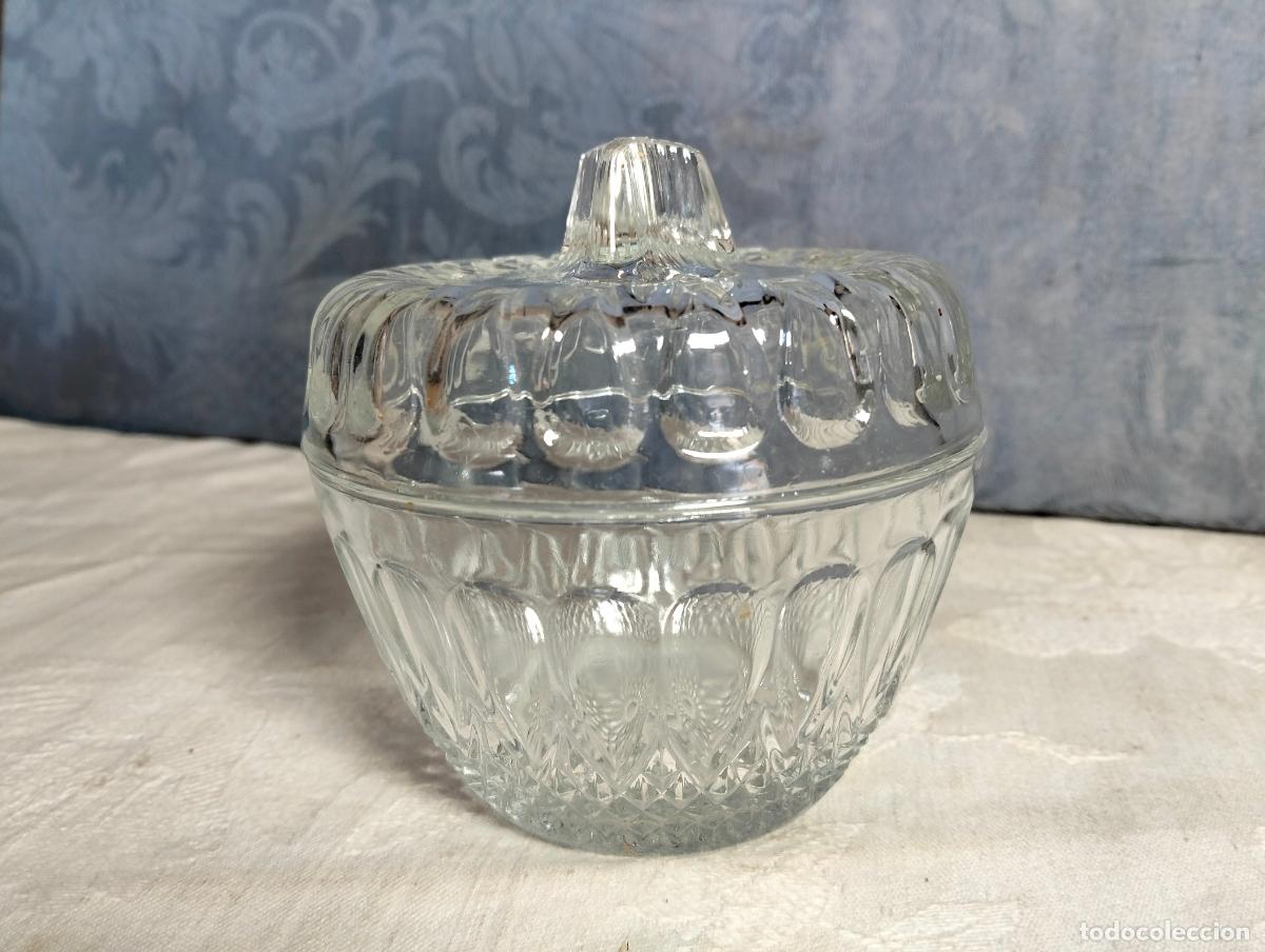 Vintage: Caja bombonera joyero azucarero de cristal transparente con tapa vidrio vintage a&ntilde;os 60-70