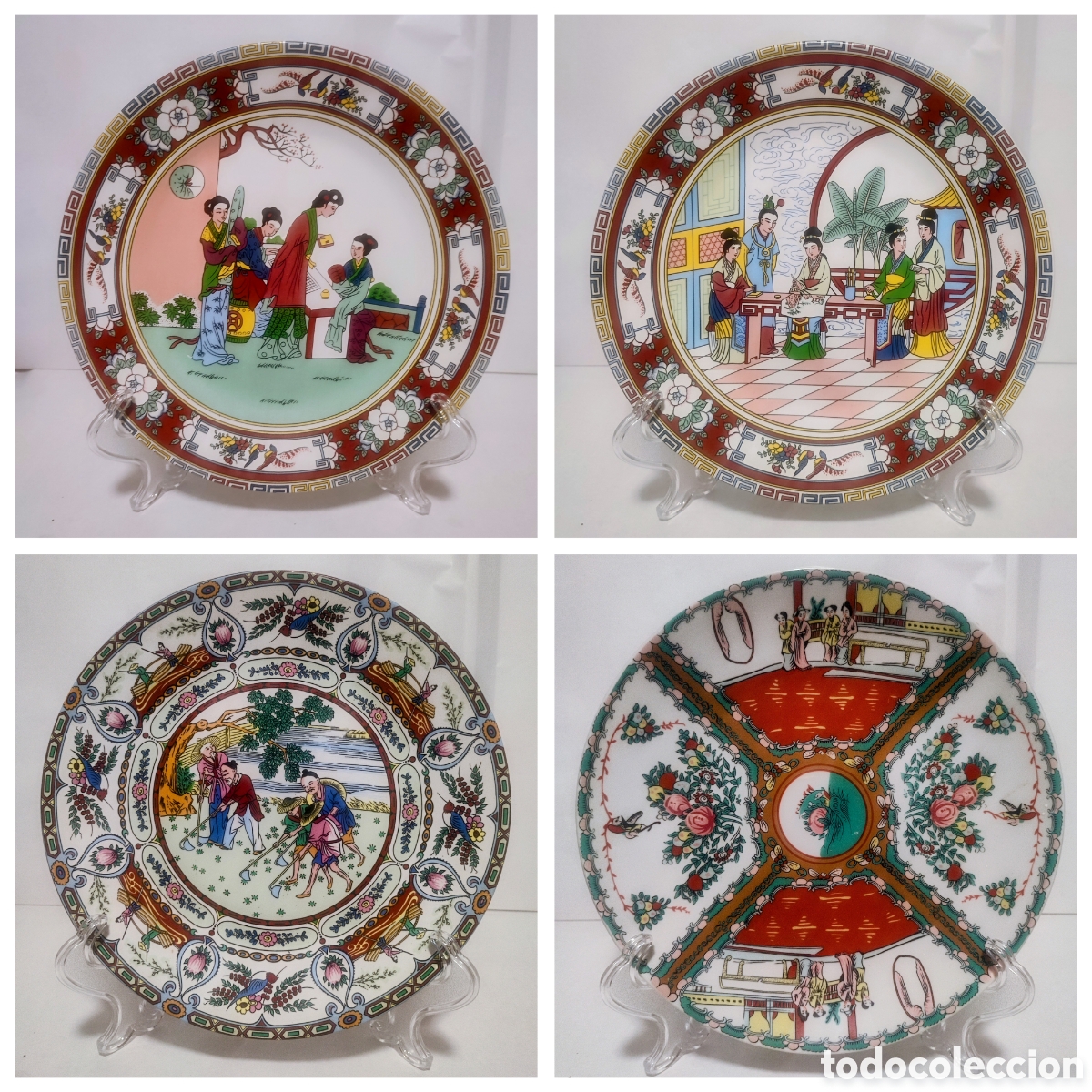 Vintage: 4,platos chino dinast&iacute;a Qing