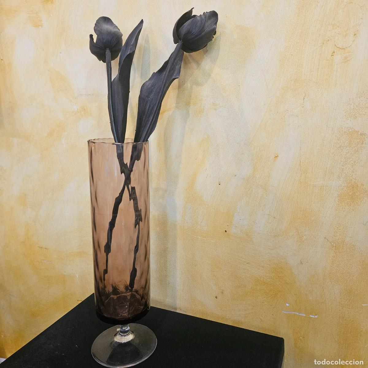 Vintage: Precioso jarr&oacute;n estilo murano, malva de cristal