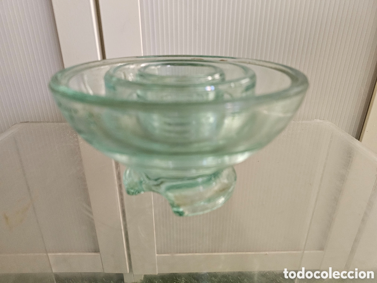 Vintage: Aislante grande de red electrica antiguo, grande, vidrio grueso, prensado