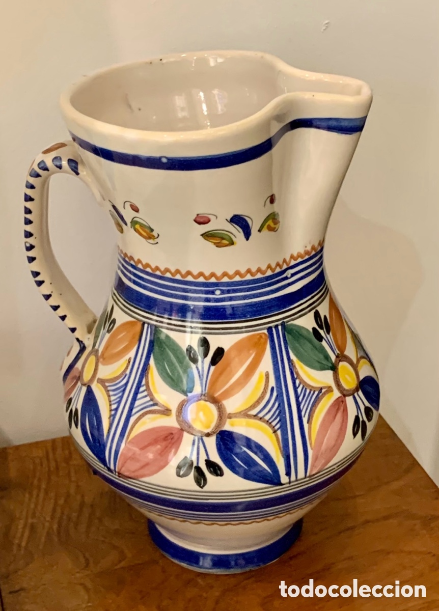 Vintage: Jarra decorativa. Cer&aacute;mica pintada. Toledo. Firmada Jajuino 4. A&ntilde;os 70.