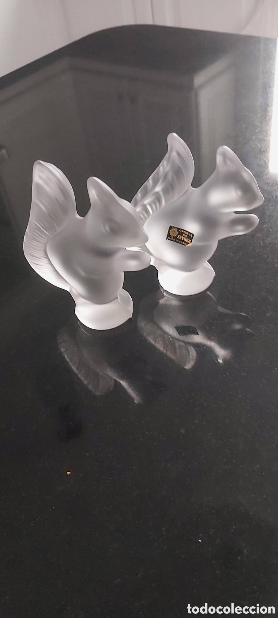 Vintage: Pareja de figuras de Ardillas Cristal S&egrave;vres