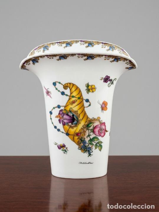 Vintage: Jarr&oacute;n Porcelana Alemana Hutschenreuther - Dise&ntilde;o Ole Winther - Cornucopia Flores