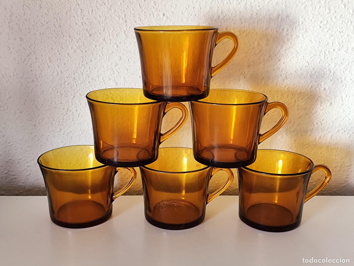 Vintage: DURALEX - Lote 6 tazones / tazas grandes desayuno color &aacute;mbar