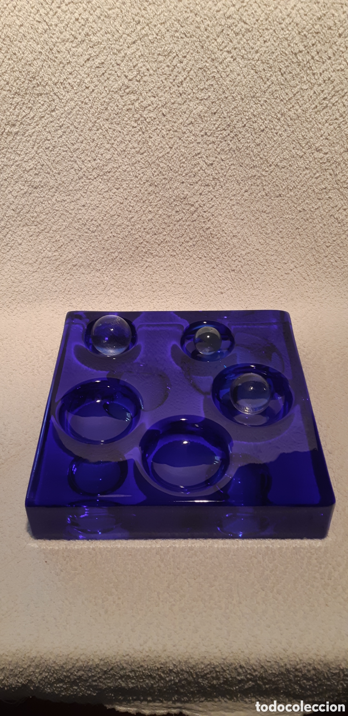 Vintage: Pieza decorativa vidrio macizo azul cobalto