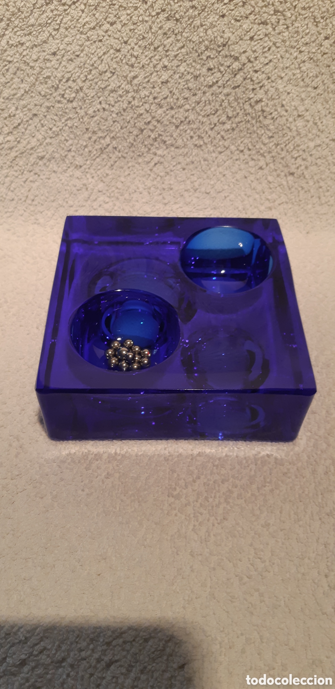 Vintage: Original pieza decorativa vidrio macizo. Azul cobalto