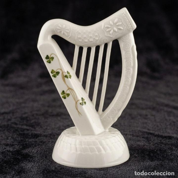 Vintage: Arpa Celta Donegal Parian China - Porcelana Irlandesa Pintada a Mano - 21,5 cm - Impecable