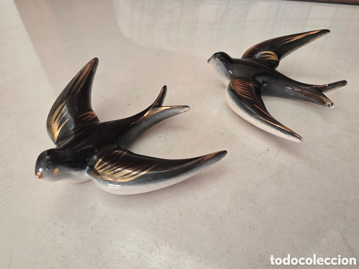 Vintage: PAREJA PAJAROS VOLANDO - Foto 2