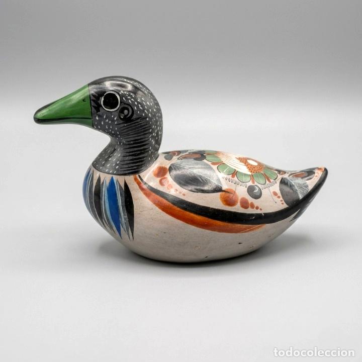 Vintage: Pato Cer&aacute;mica Tonal&aacute; M&eacute;xico - Barro Bru&ntilde;ido - V&iacute;ctor Silva - Firmado - 19 cm - Muy buen estado