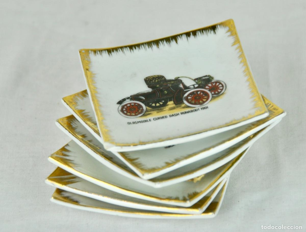Vintage: 6 platos porcelana dibujos coches