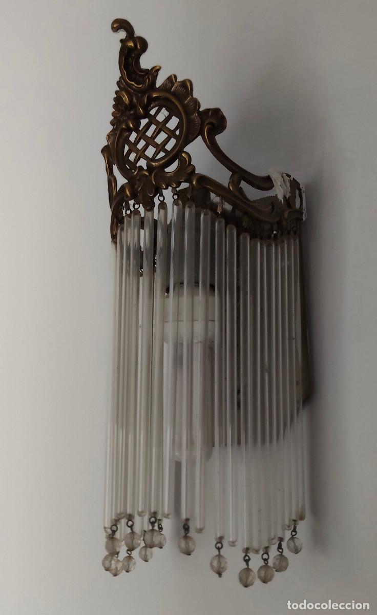 Vintage: ANTIGUO APLIQUE DE PARED EN BRONCE Y LAGRIMAS DE VIDRIO - ELEGANTES