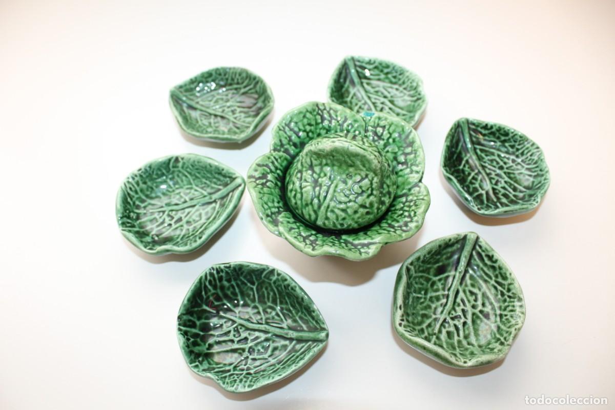 Vintage: ANTIGUA SALSERA CON FUENTES PEQUE&Ntilde;ITAS HOJAS VERDES O COL