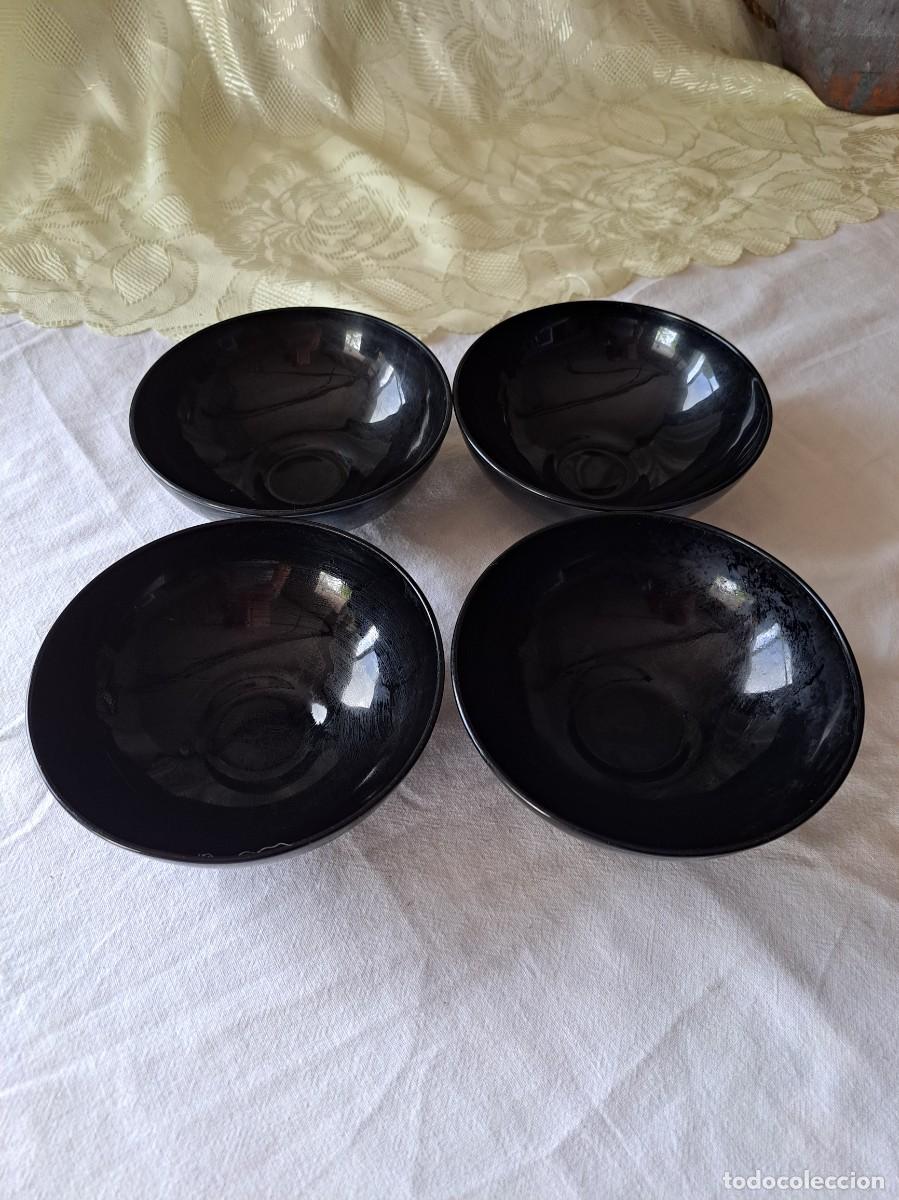 Vintage: Lote de 4 boles de cristal negro.