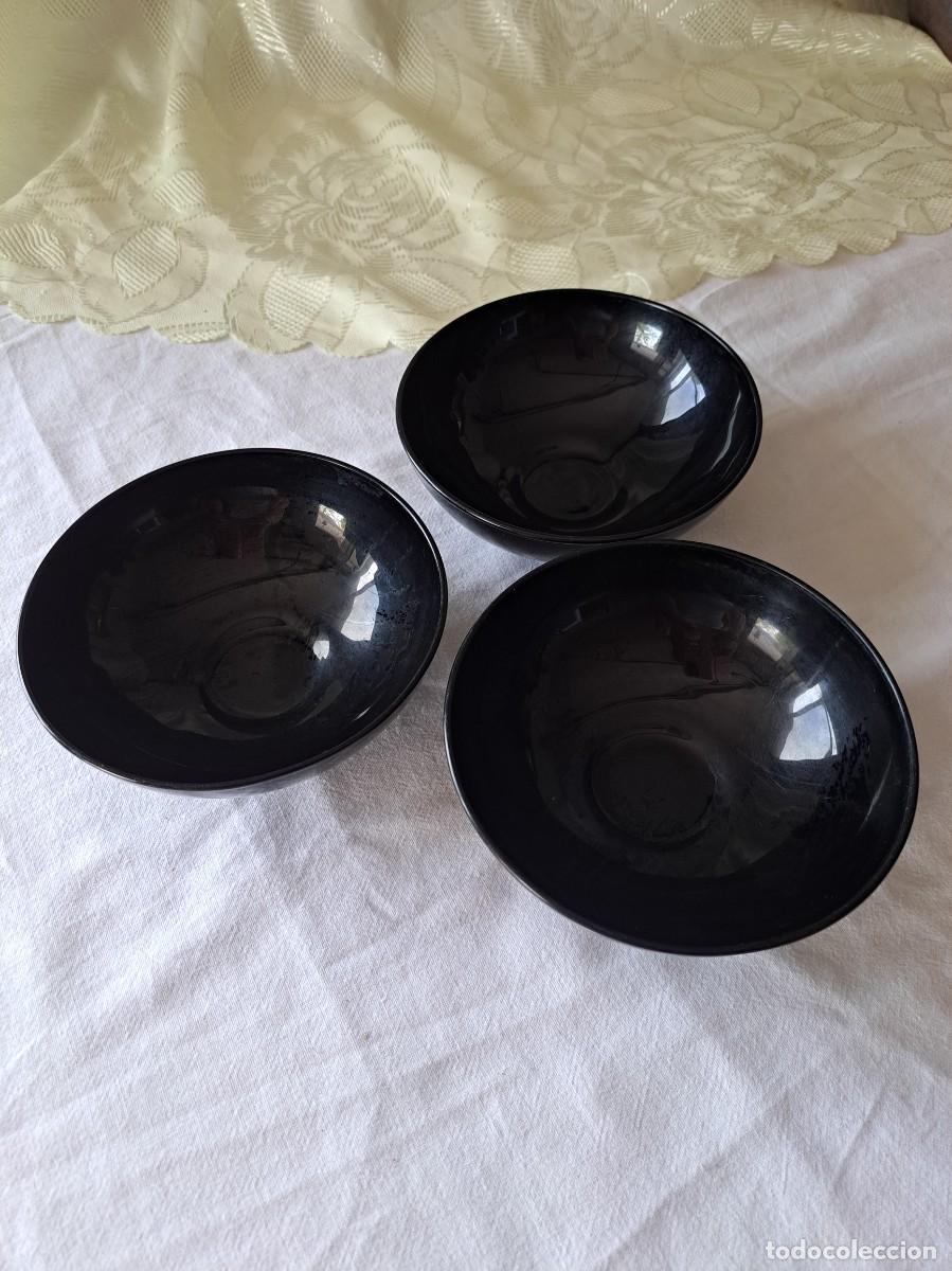 Vintage: Lote de 4 boles de cristal negro.