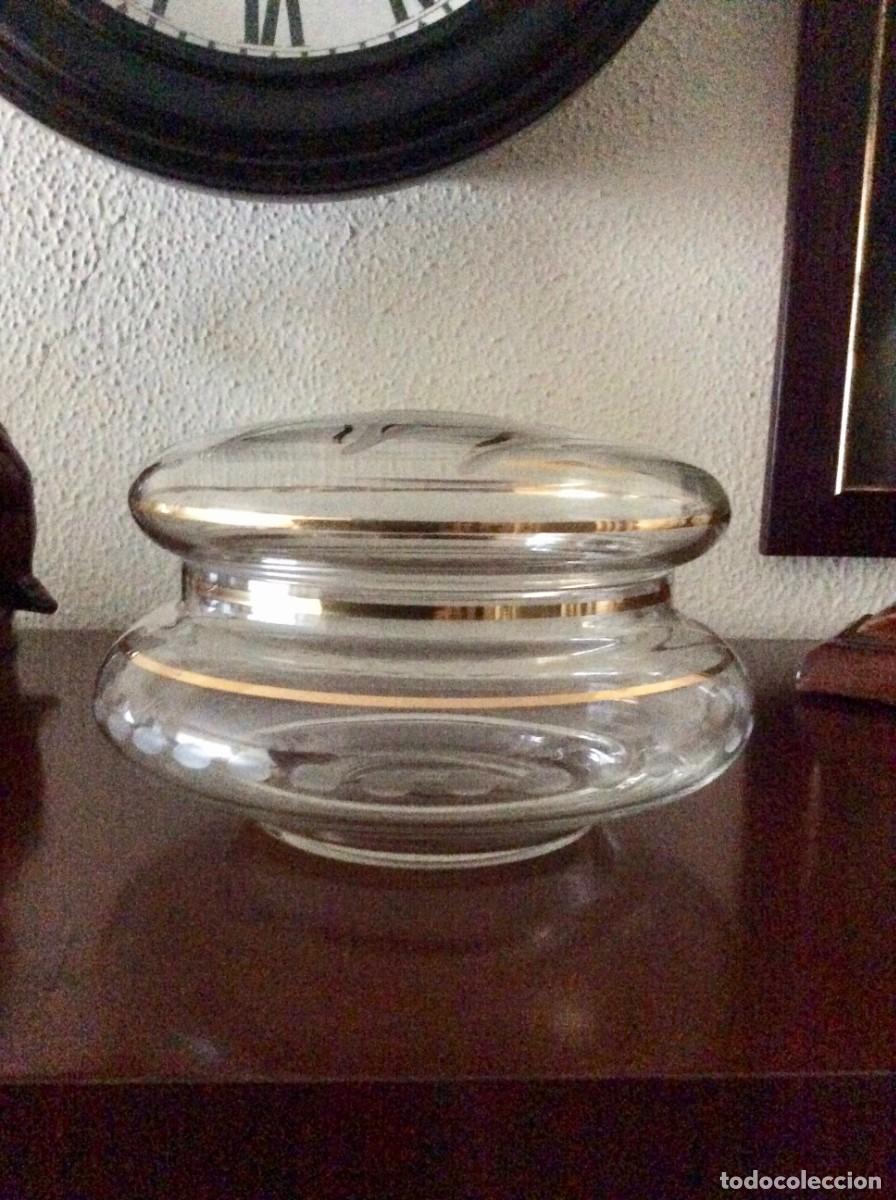 Vintage: VINTAGE CAJA / BOMBONERA DE CRISTAL CON DORADOS