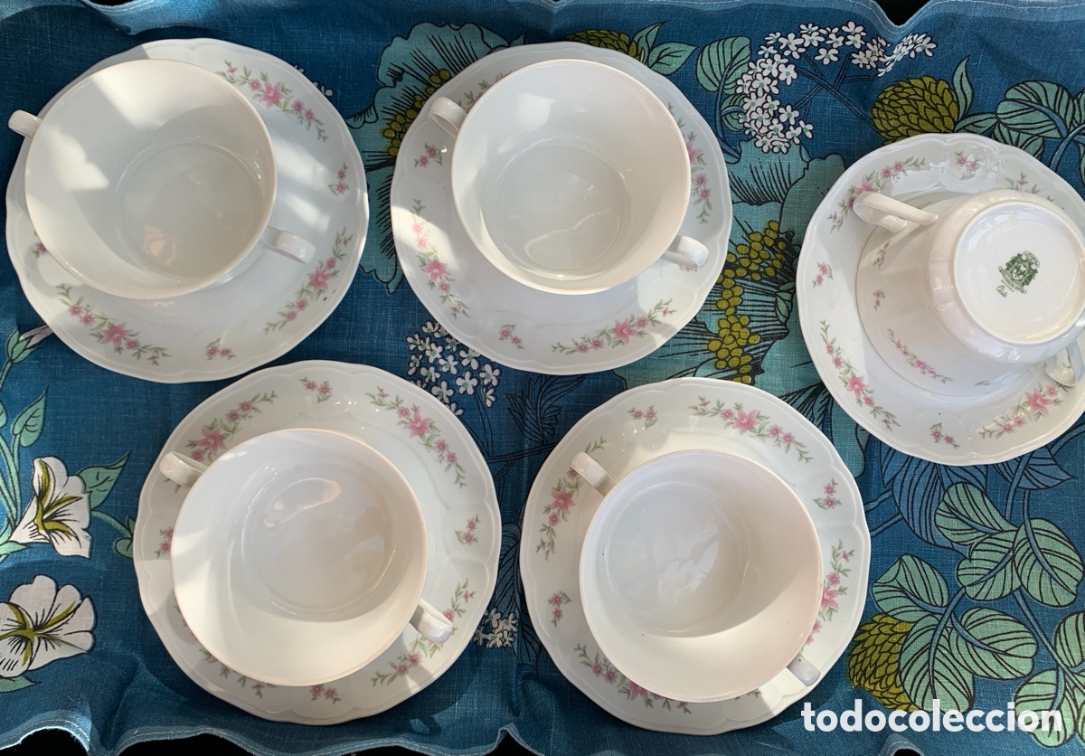 Vintage: Juego de consom&eacute; porcelana