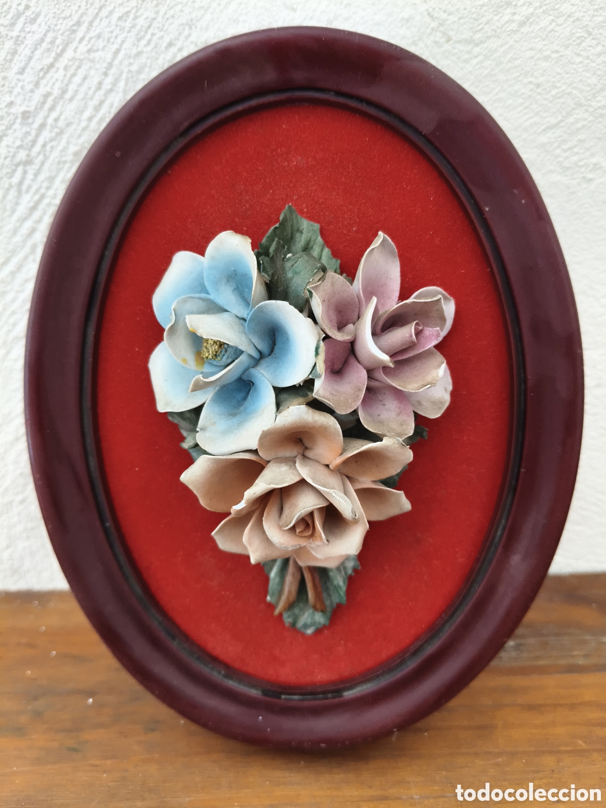 Vintage: CUADRO CON ROSAS EN RELIEVE PORCELANA VALENCIANA SUIMA S.L
