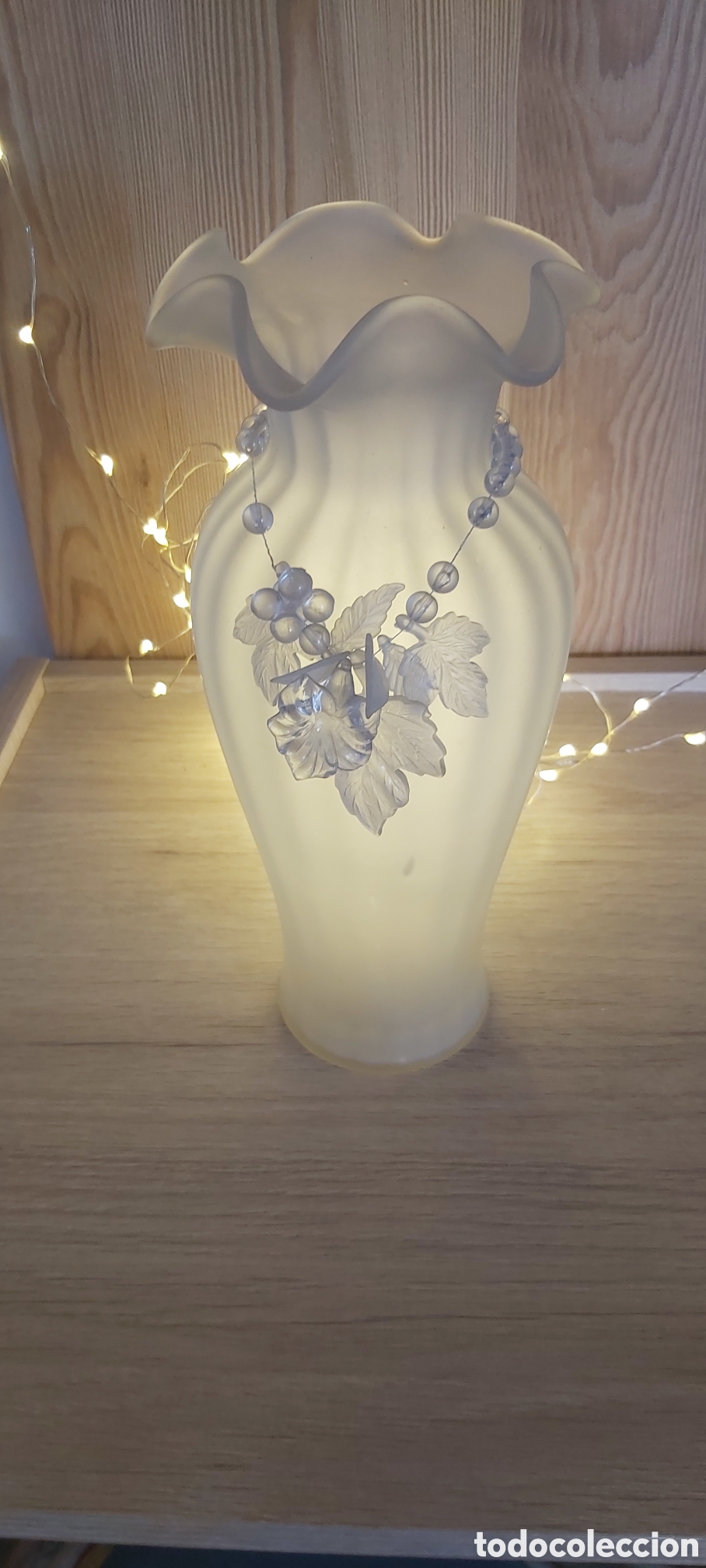 Vintage: Jarron 26cm SIA HOME FACHION Cristal esmerilado .con asesorio