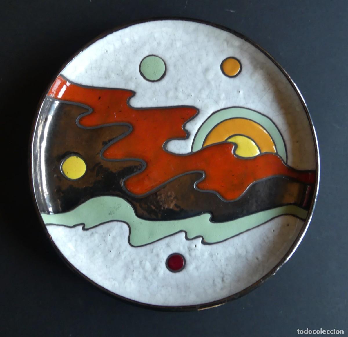 Vintage: PLATO DECORADO AL ESTILO DE CUERDA SECA( PAGO POR BIZUM)