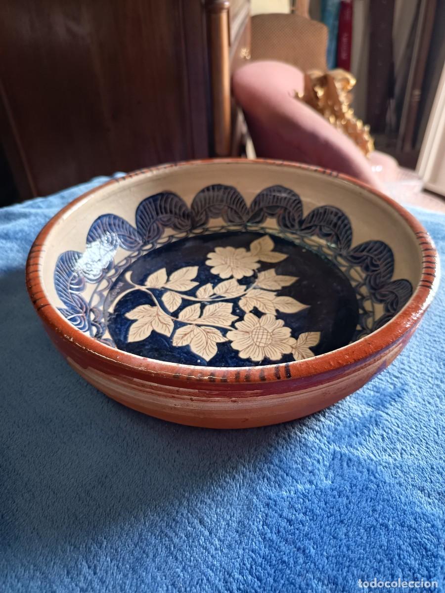 Vintage: Plato terracota decorado 27 bm