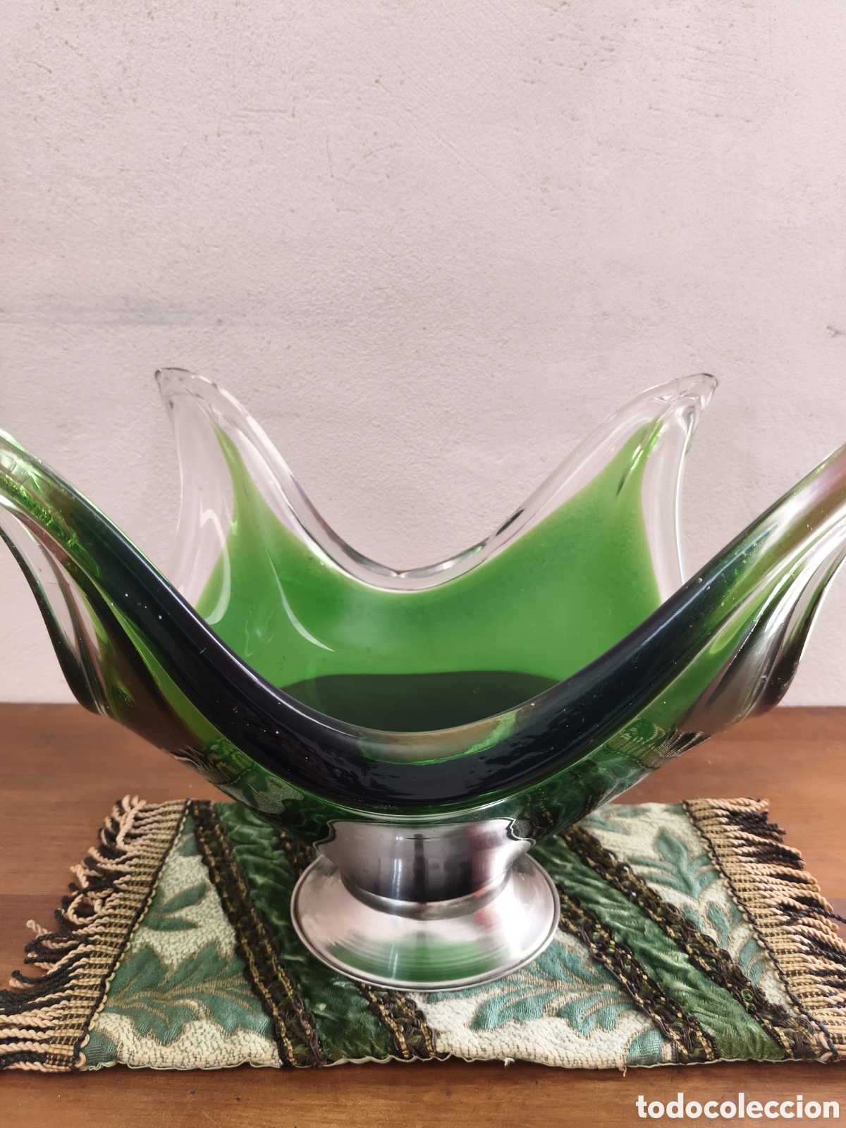 Vintage: MAGN&Iacute;FICO CENTRO DE MESA VINTAGE EN CRISTAL VERDE DE MURANO A&Ntilde;OS 60-70S