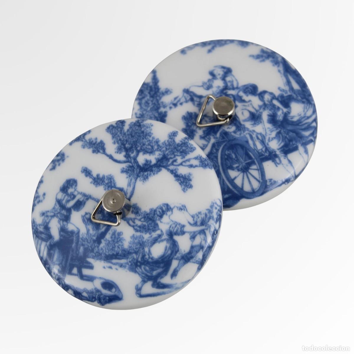 Vintage: 2 Tapones Porcelana Lavabo Ba&ntilde;era Clasicos Vintage Azul Blanco Escena Epoca