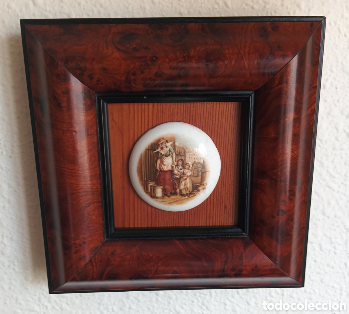 Vintage: Cuadro Vintage con Marco Artesanal Raiz de Caoba