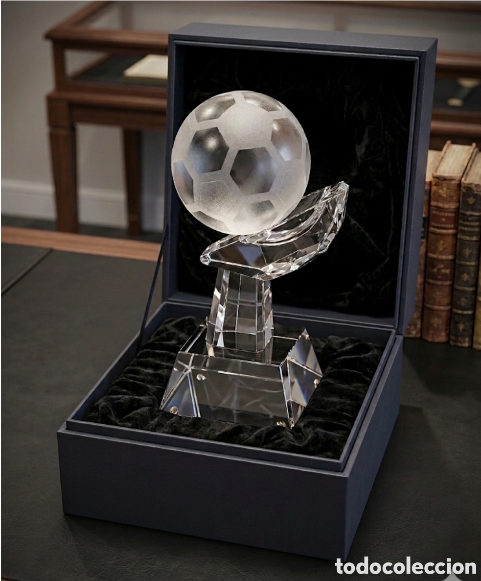 Vintage: Escultura Trofeo de Lujo F&uacute;tbol - Cristal Macizo - NUEVO