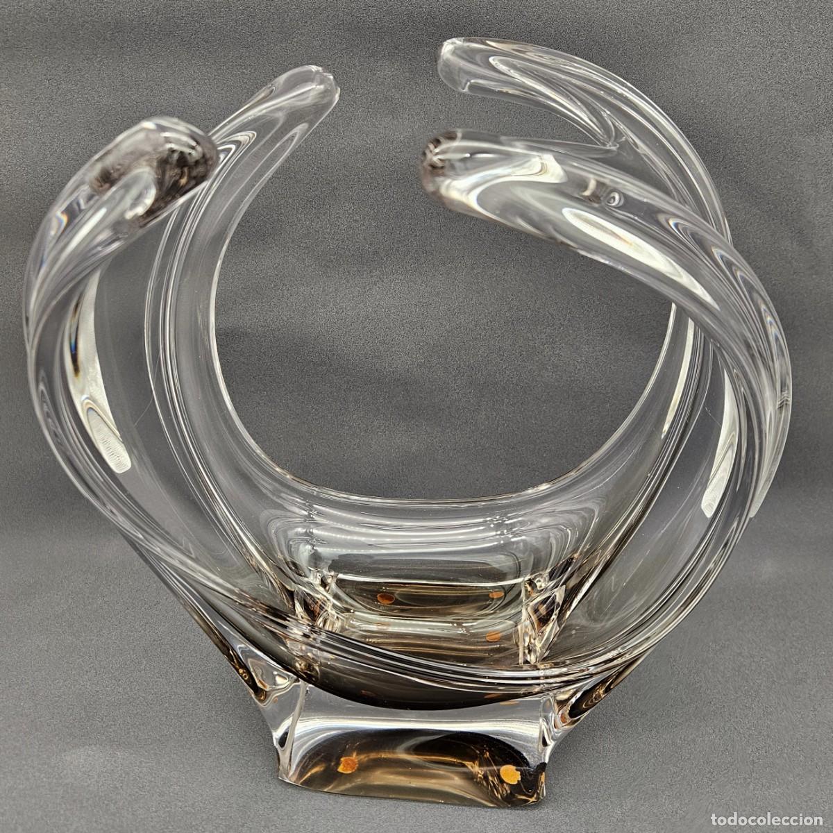 Vintage: Centro de mesa art&iacute;stico de vidrio de Vannes Le Chatel. 1960 - 1969