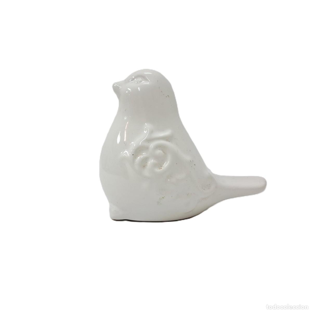 Vintage: Elegante figura de p&aacute;jaro en cer&aacute;mica blanca vidriada - Estilo Vintage - 10x9 cm(13.4)
