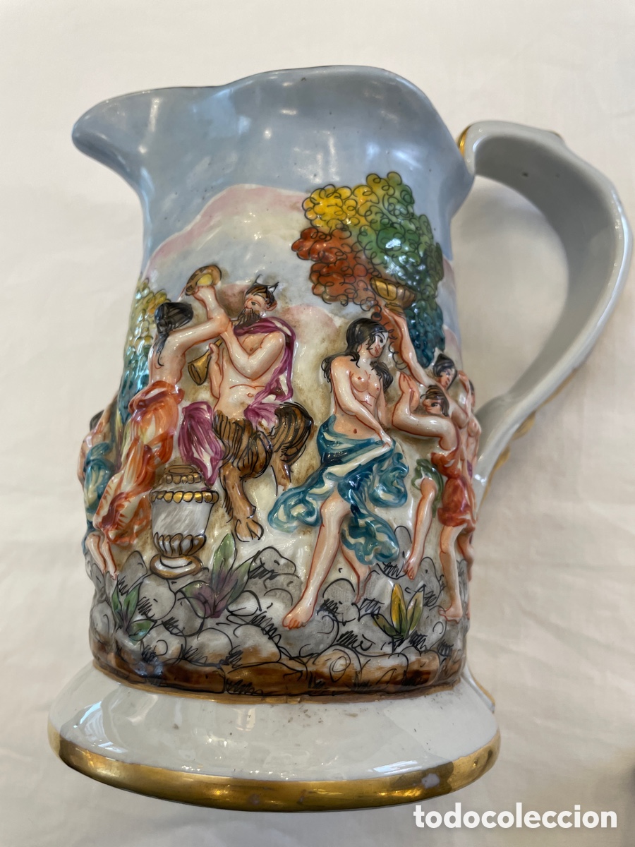Vintage: Jarra porcelana Capidimonte pintada a mano