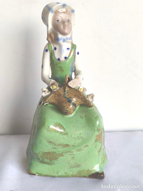 Vintage: FIGURA DE PORCELONA FABRICACI&Oacute;N NACIONAL DE COLOR VERDE