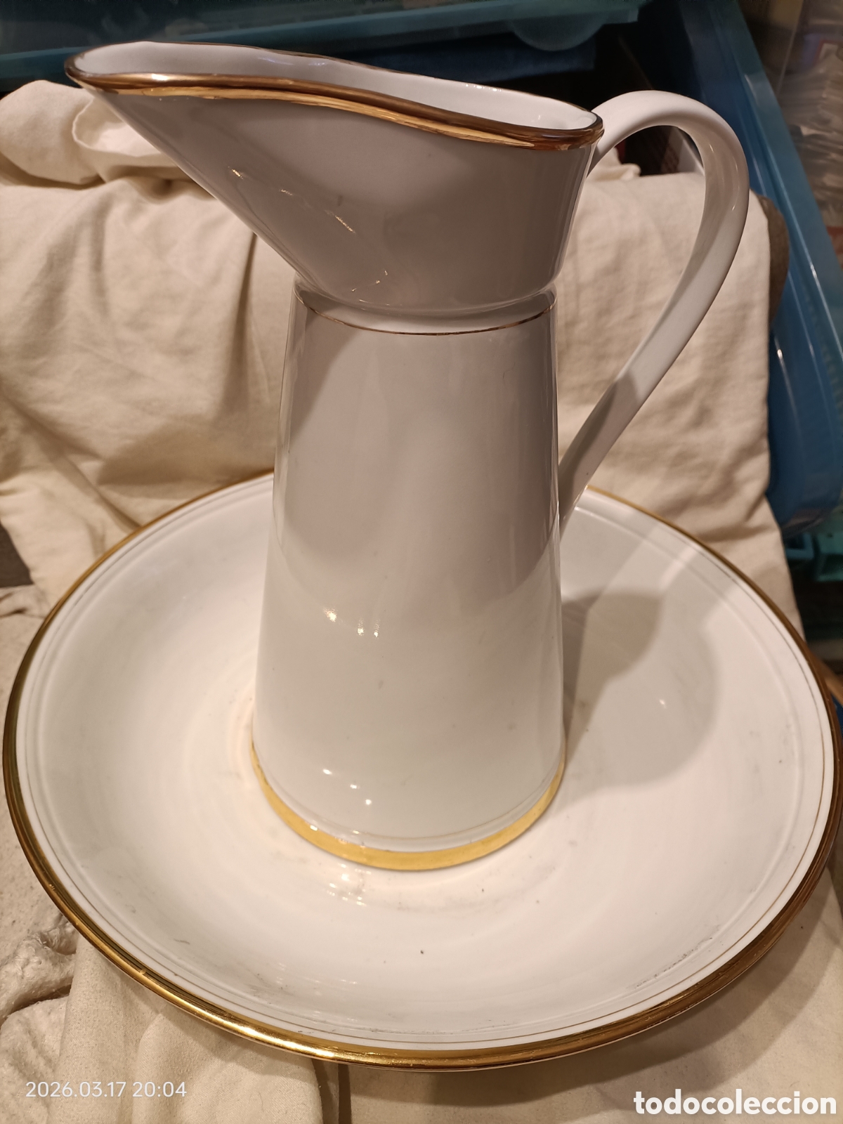 Vintage: jarra y palangana de porcelana herrandiz
