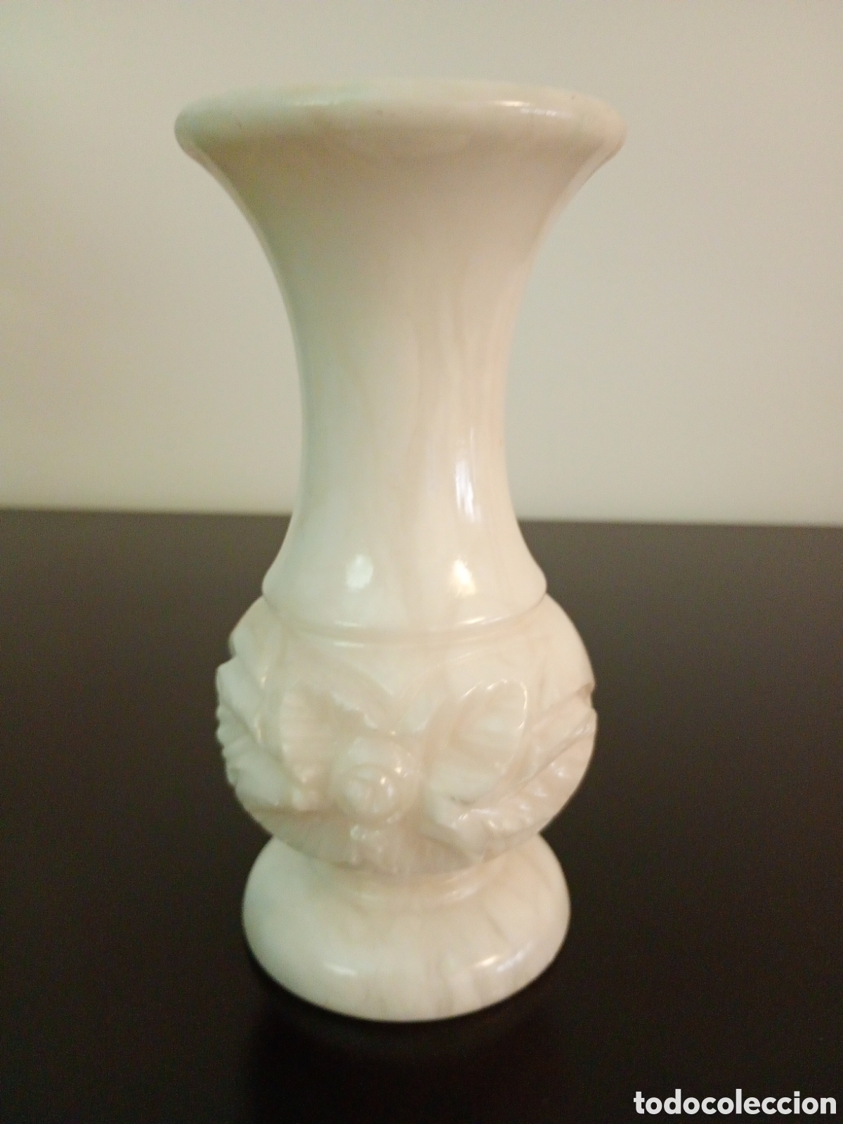 Vintage: Jarr&oacute;n vintage de alabastro/&oacute;nix tallado, 17 cm, pieza decorativa s. XX