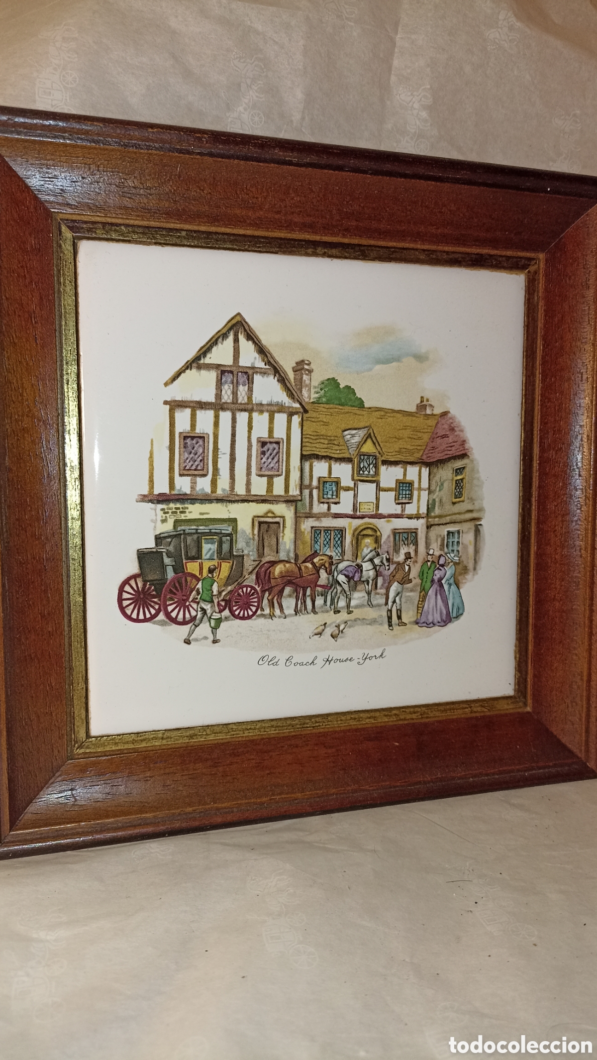 Vintage: Cuadro Vintage Azulejo Porcelana - &rdquo;Old Coach House, York&rdquo;