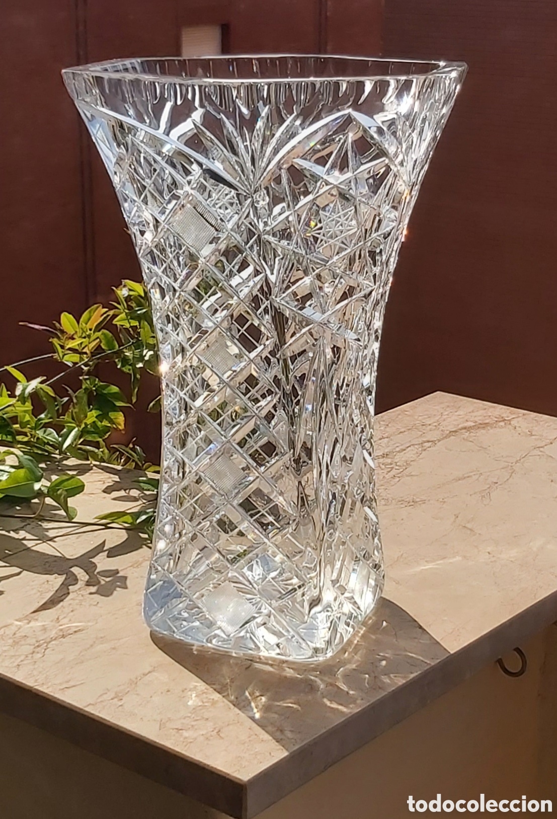 Vintage: Jarr&oacute;n 27cm Cristal Bohemia Diamond Cut dise&ntilde;o unico