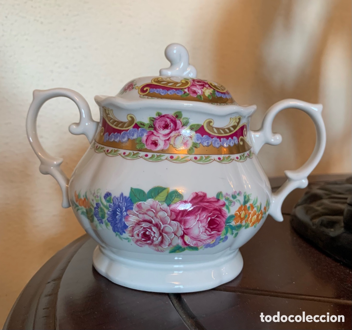 Vintage: Bombonera / azucarera vintage de porcelana decorada &ndash; estilo floral cl&aacute;sico